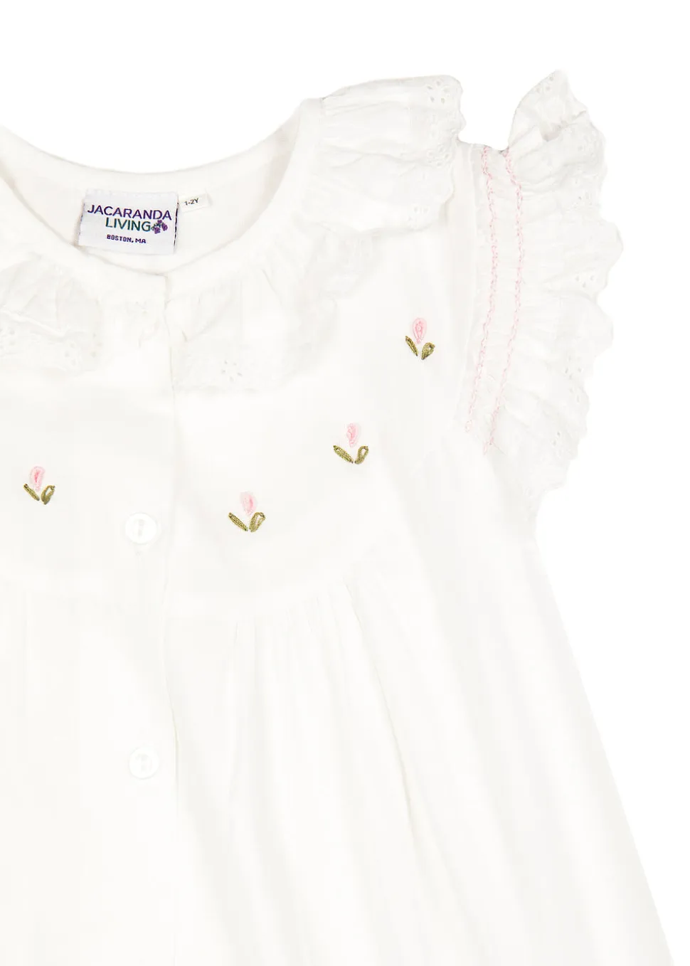 Gracie White Cotton Dress with Butterfly Sleeves