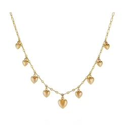 Graduated Puffy Heart Necklace