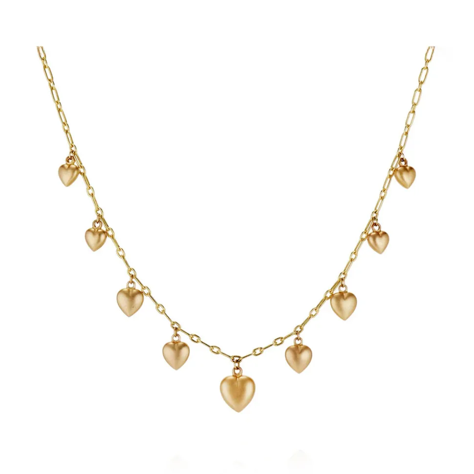 Graduated Puffy Heart Necklace