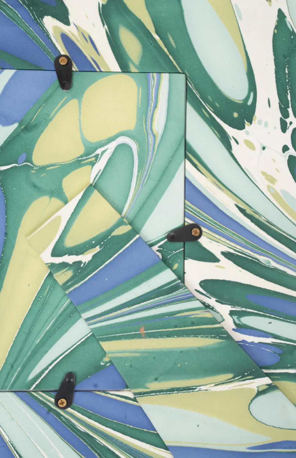 Green and Blue Hand-Marbled Large Wall Picture Frame