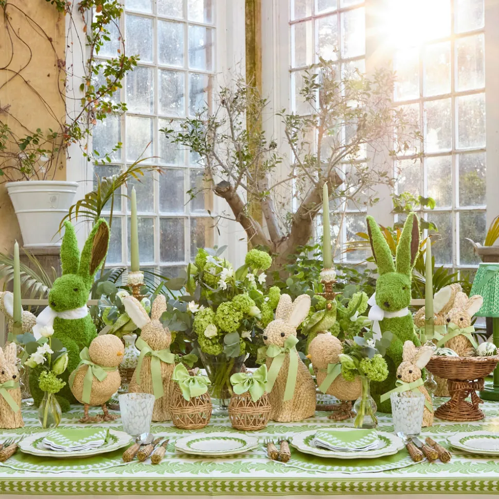 Green Fern Stripe Tablecloth
