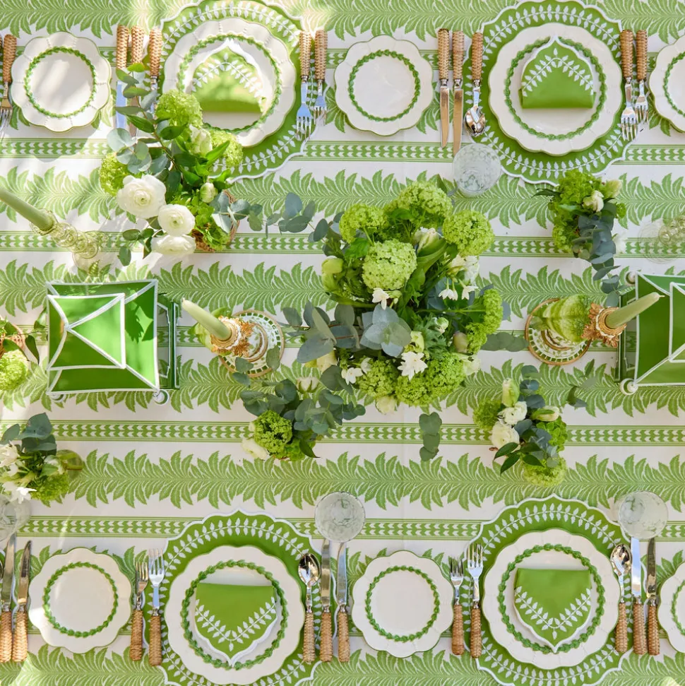 Green Fern Stripe Tablecloth