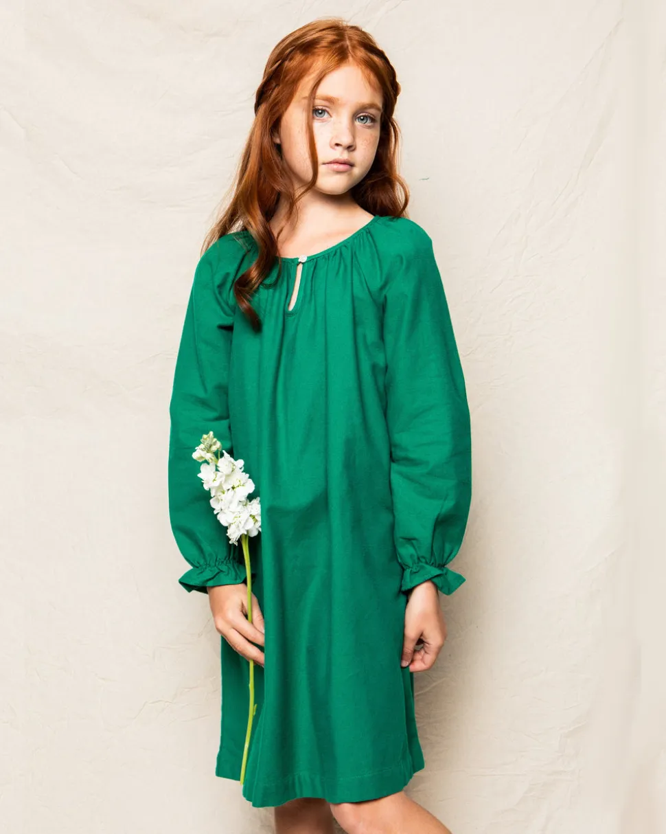 Green Flannel Delphine Nightgown
