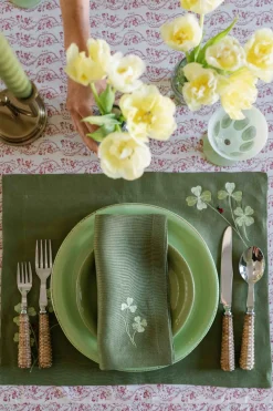 Green Four Leaf Clover Napkin, Set of 2
