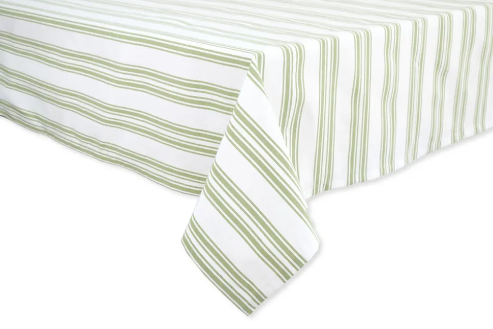 Green Stripe Cotton Tablecloth