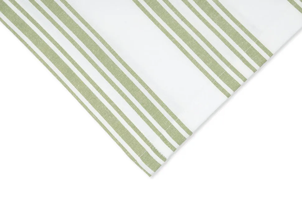 Green Stripe Cotton Tablecloth