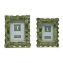 Green Wicker Weave Photo Frames, Set of 2