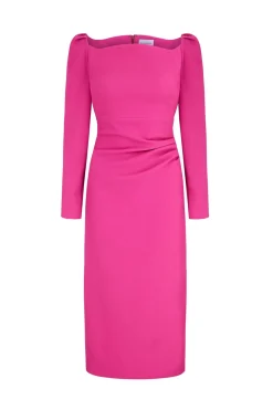 Halley Dress Stretch Crepe Hot Pink