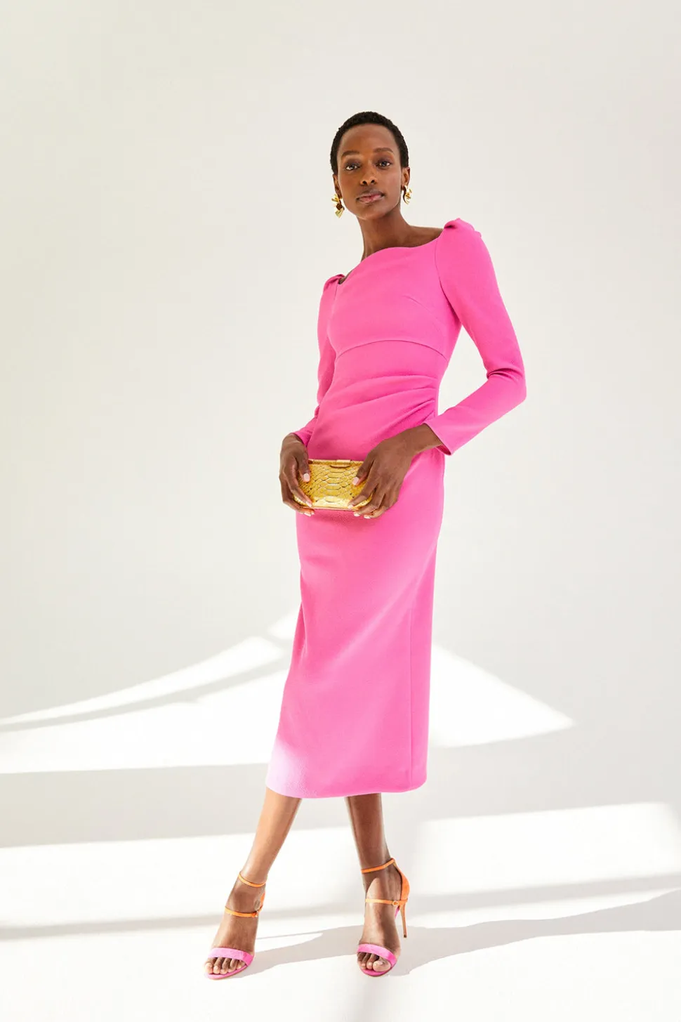 Halley Dress Stretch Crepe Hot Pink