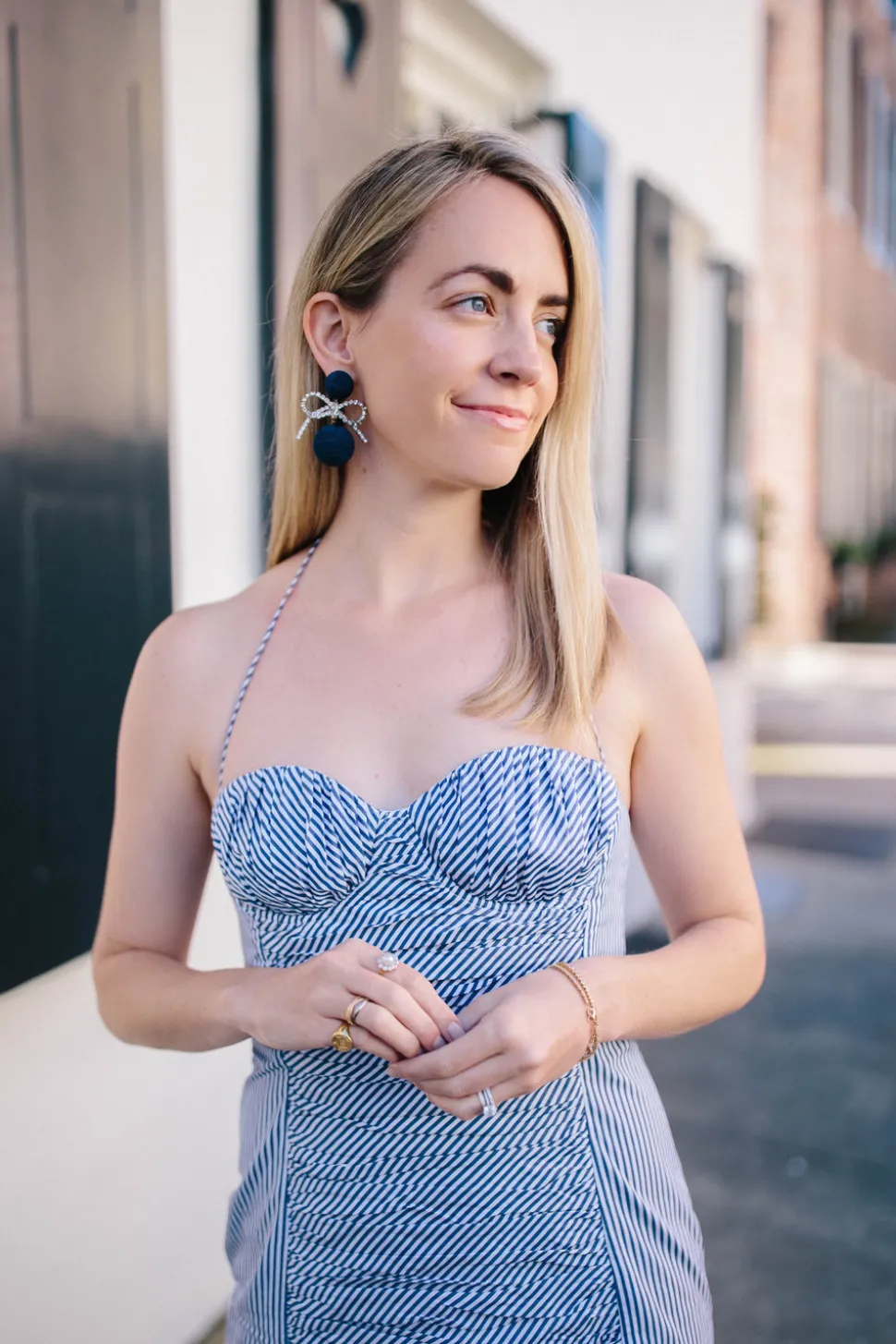 Halter Strap Bustier Striped Dress