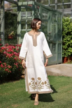 Hampton Caftan Khaki Flower