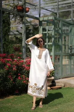 Hampton Caftan Khaki Flower