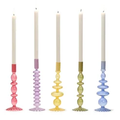 Hand-Blown Glass Candleholder, Set of 5