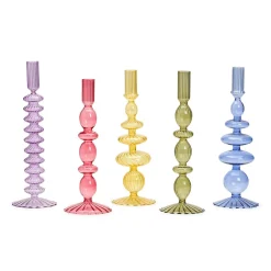 Hand-Blown Glass Candleholder, Set of 5