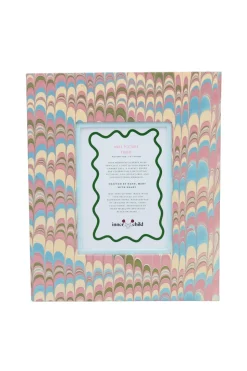 Hand-Marbled Large Wall Picture Frame 5x7 in Lilac Blue