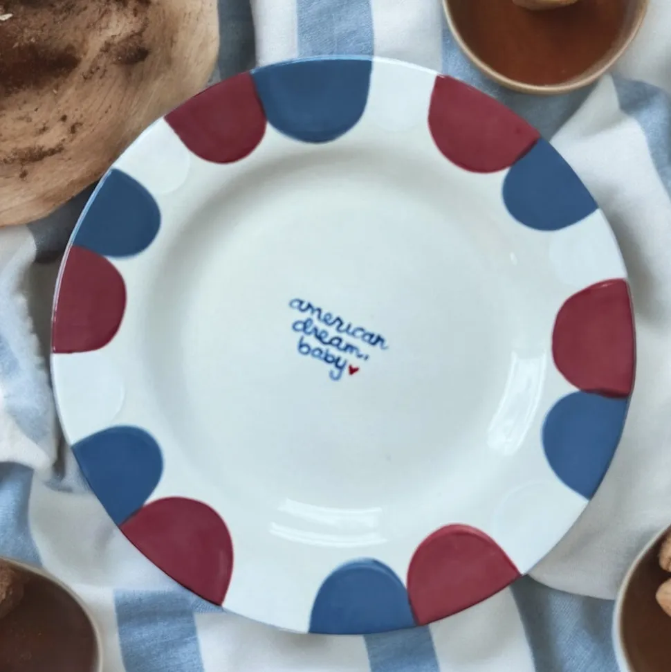 Hand-painted “American Dream, Baby” Plates, Set of 2