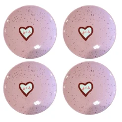 Hand-painted Custom Heart Initial Tiny Plates, Set of 4