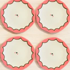 Hand-painted Custom Initial Casual Dinner Plates, Set of 4