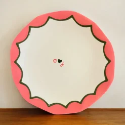 Hand-painted Custom Initial Casual Dinner Plates, Set of 4