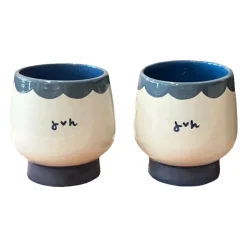 Hand-painted Initial Cups, Set of 2