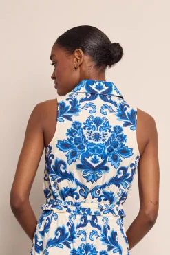 Hannah Top in Fiore Evening Blue