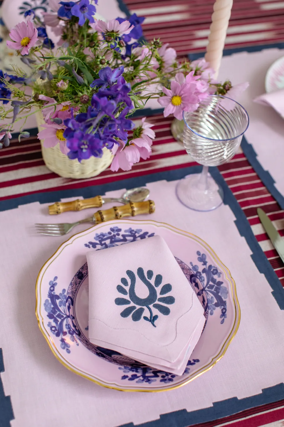 Hanover Placemats in Lilac and Navy, Set of 2