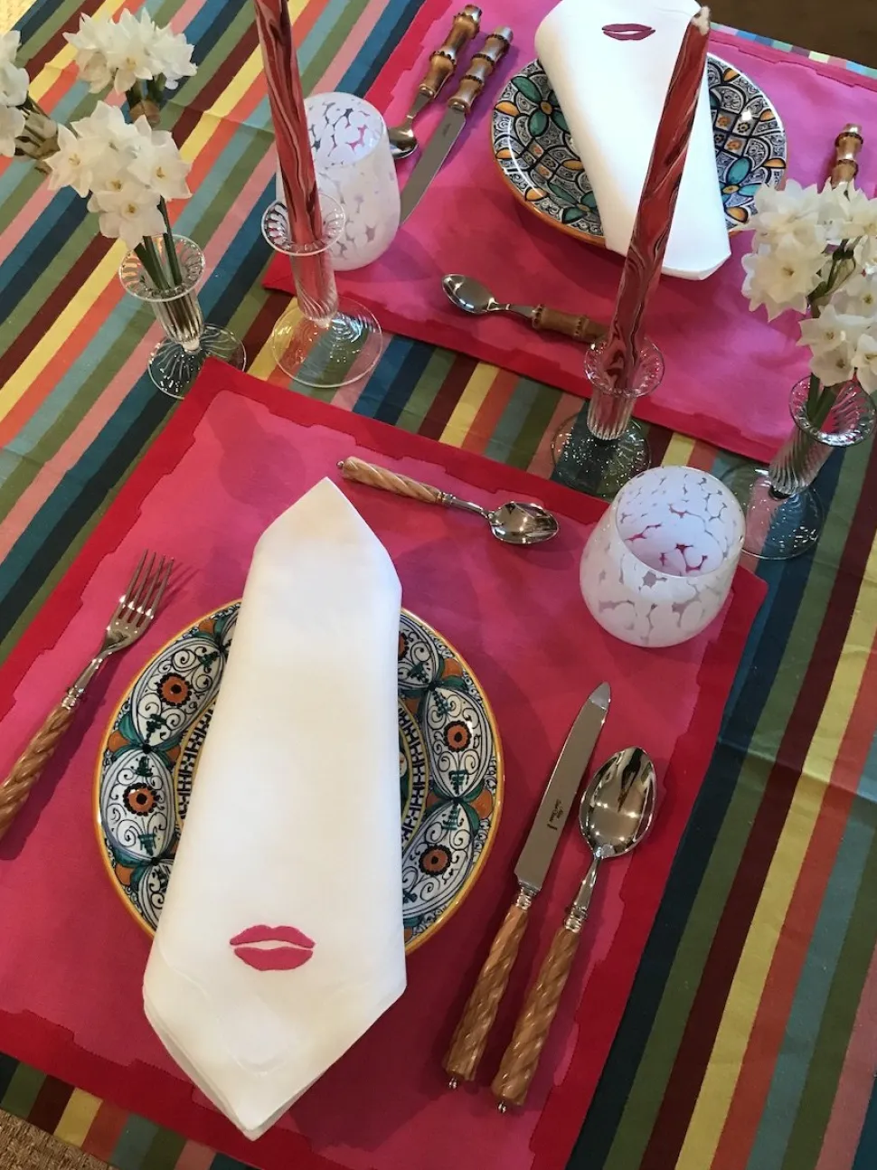 Hanover Placemats in Pink and Red, Set of 2