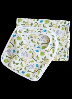 Happy Monkey Bib and Burp Cloth Set