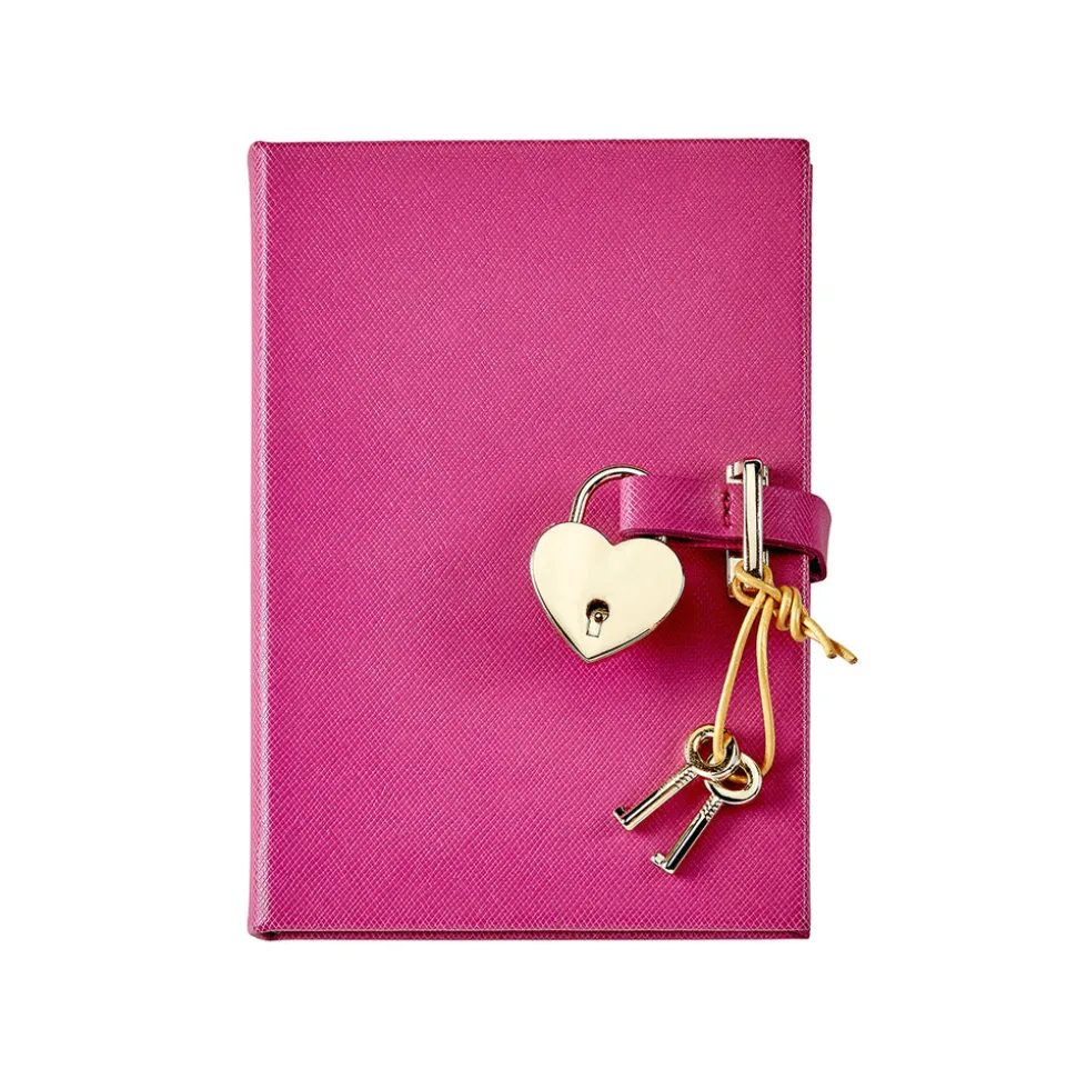 Heart Lock Diary Saffiano Leather