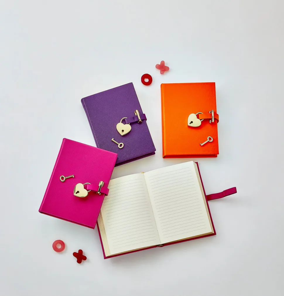 Heart Lock Diary Saffiano Leather