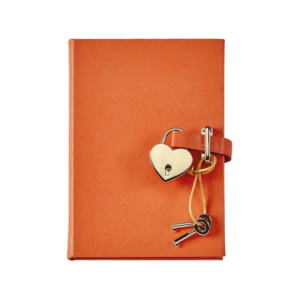 Heart Lock Diary Saffiano Leather