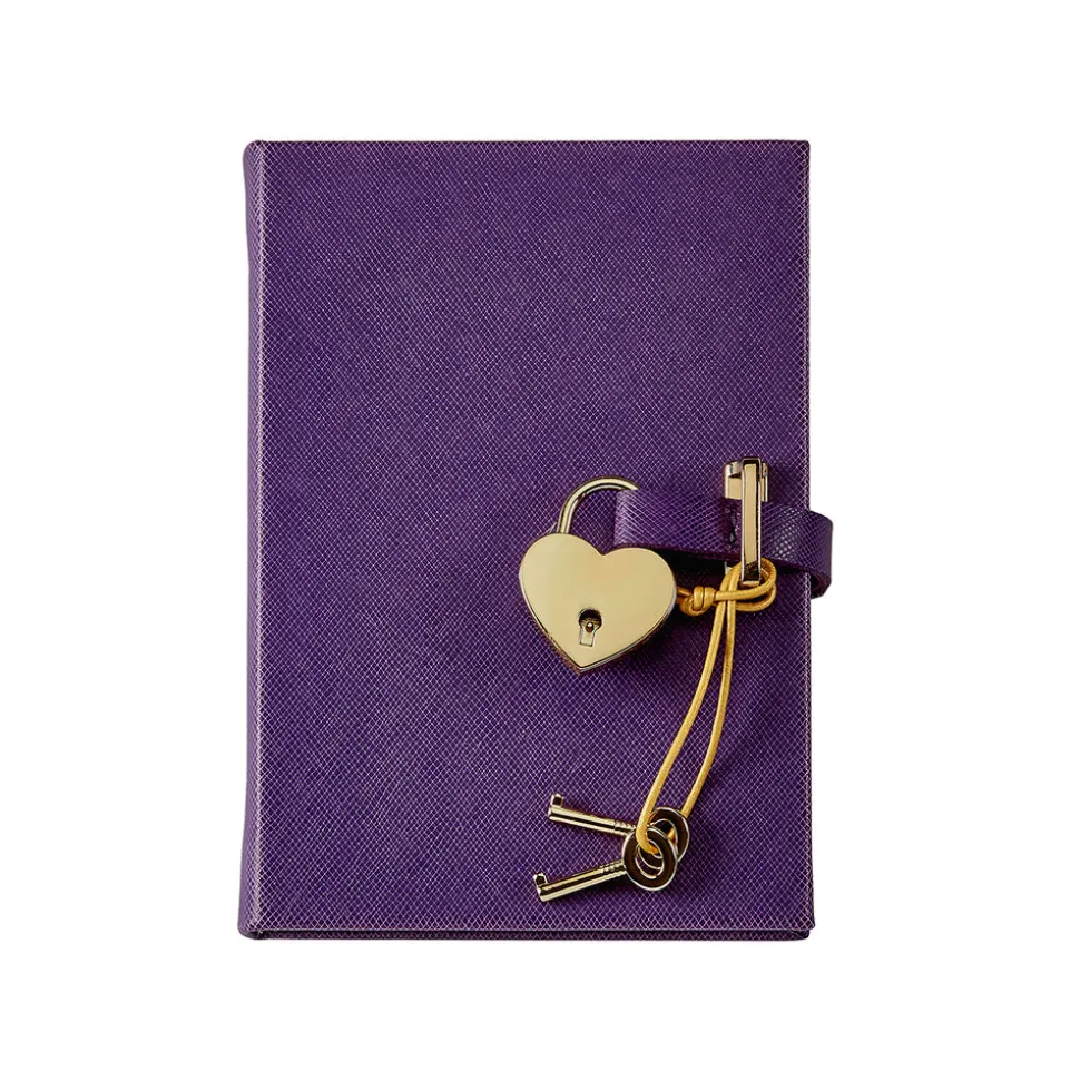 Heart Lock Diary Saffiano Leather