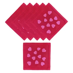 Hearts Cocktail Napkins in Red and Pink, Set of 6