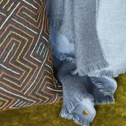 Heather Blue and Charcoal Blue Double Sided Baby Alpaca Throw Blanket