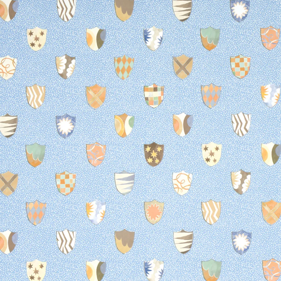 Heraldic Wallpaper in Oxford Blue