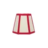 Hexagon Linen Candle Shade with Red Trim