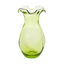 Hibiscus Glass Green Vertical Fluted Small Vase