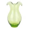 Hibiscus Glass Vertical Fluted Medium Vase in Green