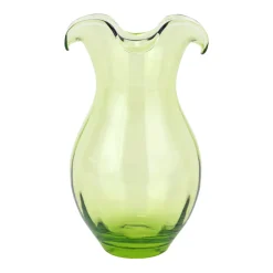 Hibiscus Glass Vertical Fluted Medium Vase in Green