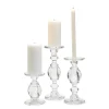 High-Glass Pedestal Candleholders, Set of 3