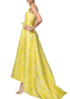 High-Low Bateau Neck Gown