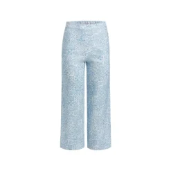 High-Waisted, Wide-Leg Pants in Blue Checkerboard