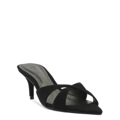 Hilda Leaf Mule Suede Sandal in Black