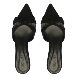 Hilda Leaf Mule Suede Sandal in Black