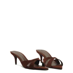Hilda Leaf Mule Suede Sandal in Root Brown