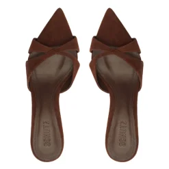 Hilda Leaf Mule Suede Sandal in Root Brown