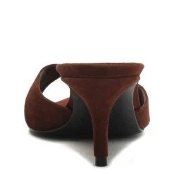 Hilda Leaf Mule Suede Sandal in Root Brown