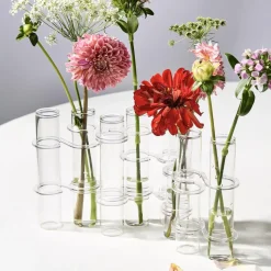 Hinged Tube Flower Vase & Arranger in Gift Box, Set of 8