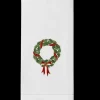 Holly Ribbon Wreath Hand Towel