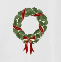 Holly Ribbon Wreath Hand Towel